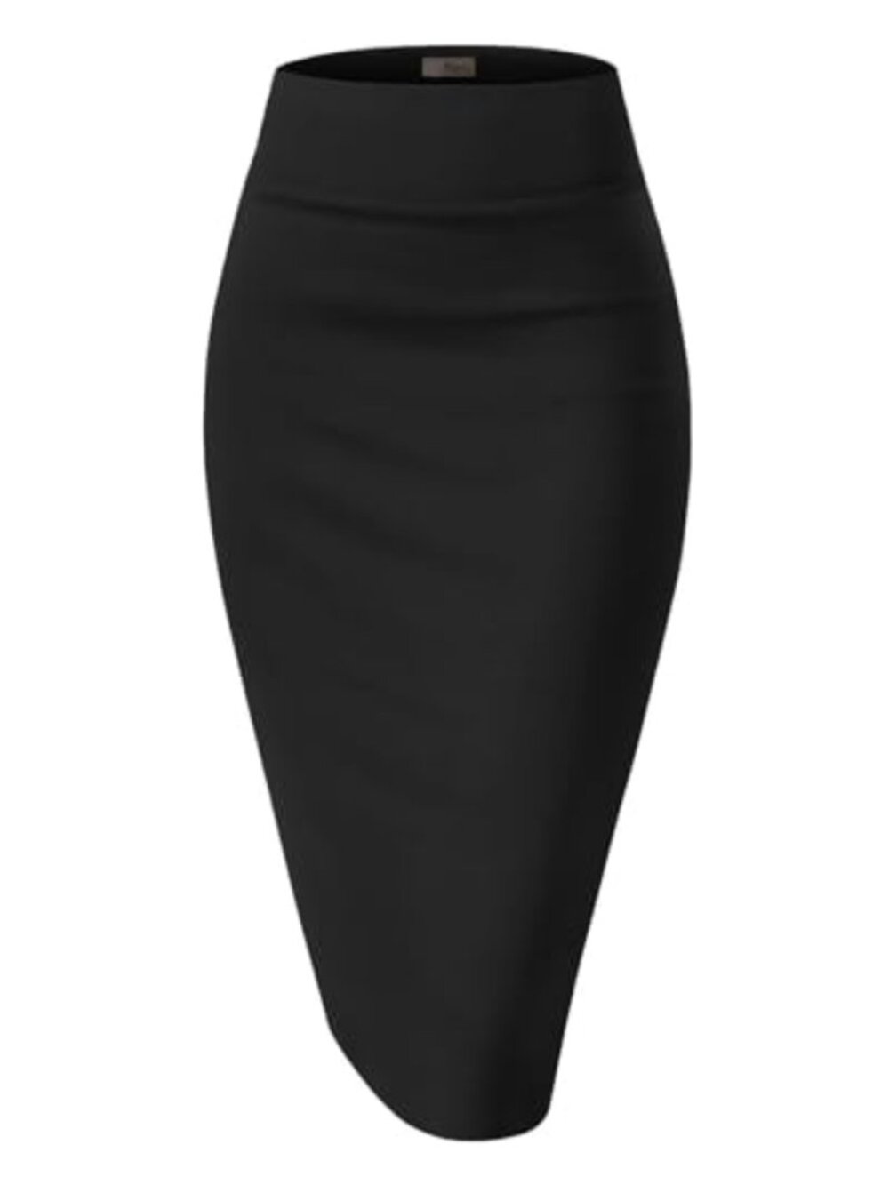 Premium Nylon Ponte Stretch High Waist Pencil Skirt Below Knee